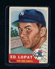 1953 Topps Baseball #87 Eddie Lopat, New York Yankees, Poor!