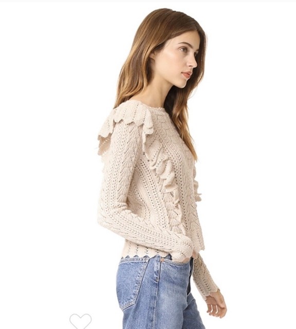 Love Shack Fancy Ruffle Pullover Sweater in Black. NWT. Large. Retail