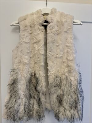 BCBG Max Azria Fur Vest White Size Xxs Satin Lining - Main Image