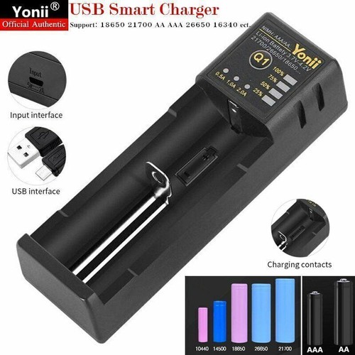 Caja Cargador USB Inteligente Batería Litio Ni-MH AA/AAA/21700/26650/16340 Ranura Única - Imagen 2 de 12