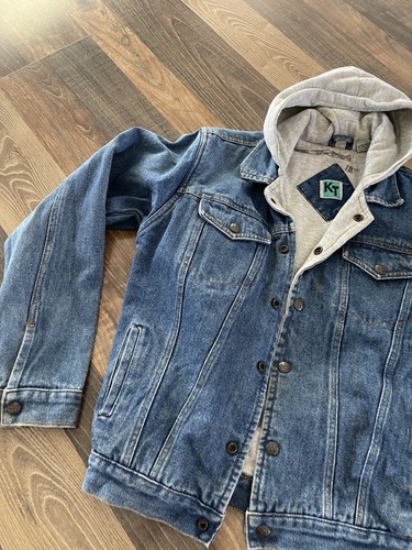 Kids KT Vintage Denim Hooded Jacket Blue size 14 Boys - Picture 3 of 19