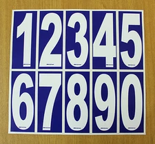 4 x White numbers on Blue background - Euro-Rotax-OTK-X30 Karting Race Numbers