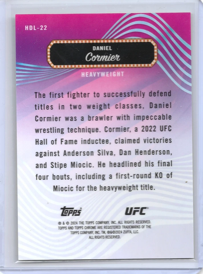 2024 Topps Finest UFC Daniel Cormier Headliners Gold Refractor #14/50 - HOF - Image 2 of 2