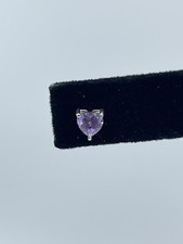Amethyst stud Earring 925 sterling silver single heart shaped faceted prong set