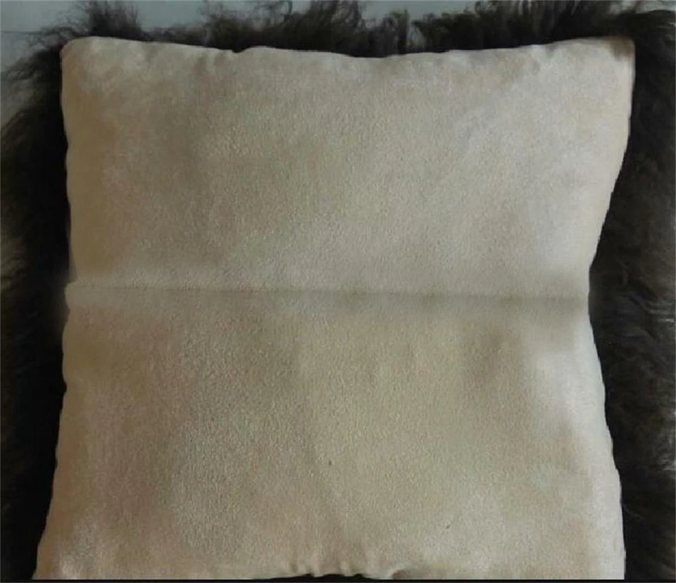 Real Mongolian Tibetan Lamb Fur Pillow Cushion Cover Pillowcase black Luxurious - Image 2 of 4