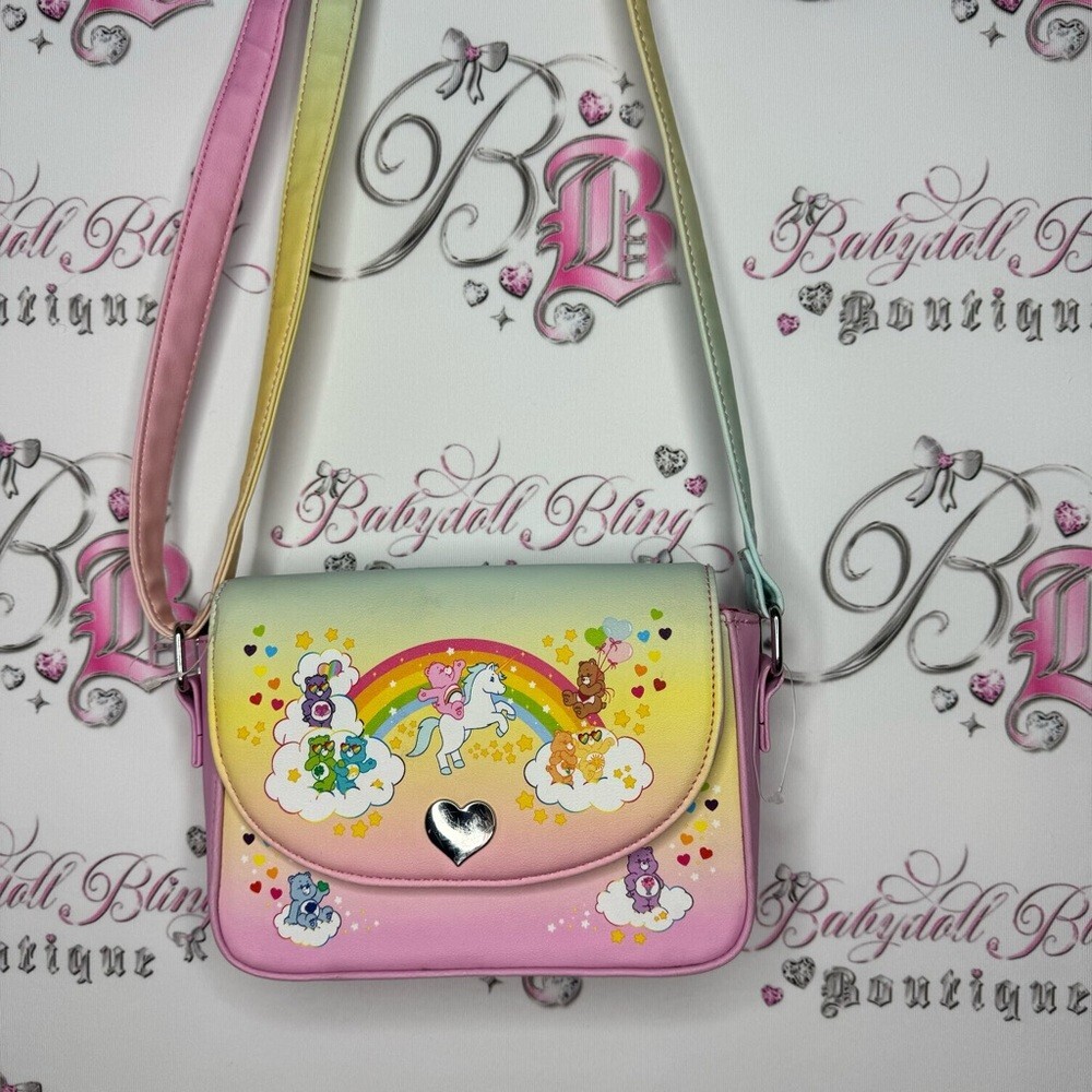 Loungefly Care Bears bag cross body pastel rainbow teddy bears hearts ombré image 2