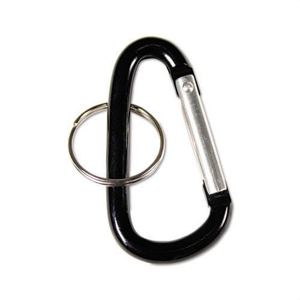 Black Aluminum Carabiner Key Chains - 10-Pack Split Key Rings