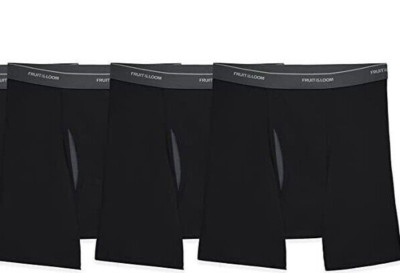 Mens 3 Pack Fruit of the Loom Black Boxer Briefs  Underwear 100% Cotton S-5X