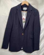 Helene For Denim Wardrobe Carinne Crepe Blazer, Navy Blue Size Uk 10