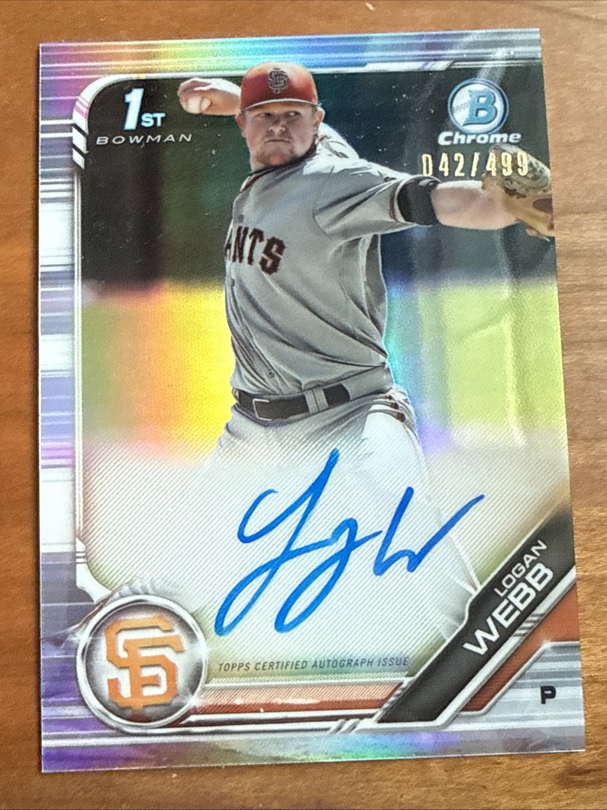 Logan Webb Auto 2019 Bowman Chrome Prospect Autograph #CPA-LW Refractor /499