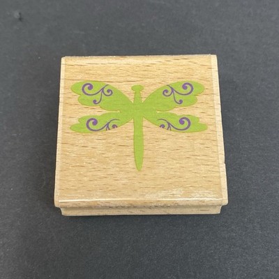 Hampton Art Wood Mounted Rubber Stamp Dragonfly