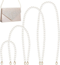 4 Pcs Pearl Purse Chain - Pearl Beaded Bag Chain, Short Long Handle Shoulder Cro