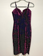 Maroon Velvet Midi Dress Womens Large Whymsigoth Dark Romance Evening Party
