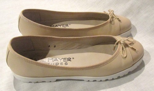 Paul Mayer size 8 B Bravo Lug Sole Patent Nude Flats Bow EUC - Picture 2 of 8