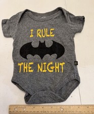 Batman Baby One Piece Bodysuit Gray 0-3 Months "I Rule The Night"