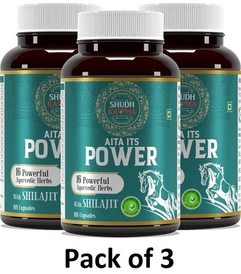 SUDHKARMA 100% Pure Shilajit Power 16 Herbs Extrem potent, High Performance 3er Pack