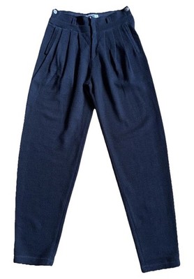 CALUGI E GIANNELLI 80ER JAHRE SCHWARZ BAGGY PLISSEE VORNE HOHE TAILLE HOSE GRÖSSE 32