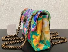 Kurt Geiger Mini Kensington Leather Floral Quilted Crystal Eagle 8"x2.5"x5.5" P4