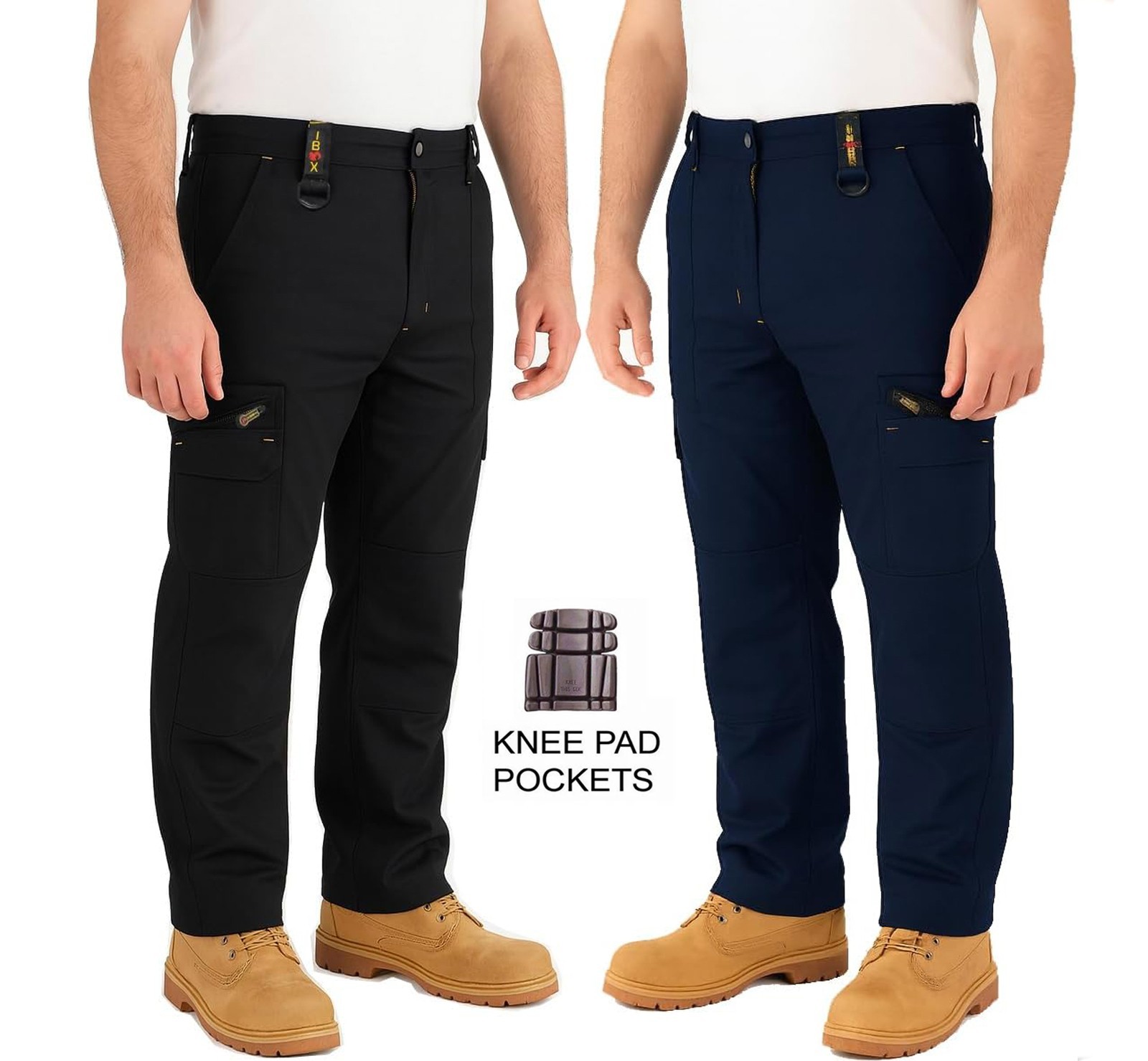 2 x Packs Mens Cargo Combat Work Trousers Work Pants WITH Knee Pad Pockets