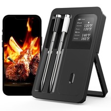 Smart Wireless Meat Thermometer - Standalone LCD Display, 2 Waterproof Probes, B