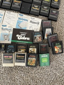 Colecovision Bundle Lot with 32 Coleco Games + Expansion w 12 Atari Games Tested
