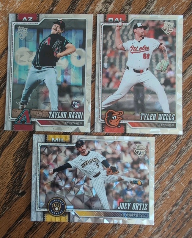 2026 Topps Series 2 Diamante Parallel Lot X3, Rashi Rookie, Wells, Ortiz