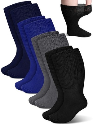4 Pairs Extra Wide Socks Swollen 30'' Lymphedema Bariatric Socks Non Binding L...