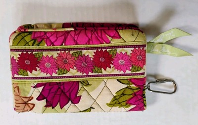 Vera Bradley Quilted Floral ID Case Wallet Kisslock Coin Purse Keychain