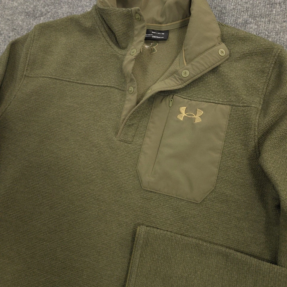 Suéter Under Armour Specialist Grid Henley Para Hombres M Verde 1/4 Tejido a Presión Vellón Foto 2 de 4