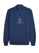 Lyle & Scott Crest 1/4 Zip Knitted Jumper Dark Navy Marl
