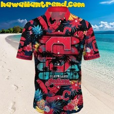 Cleveland Indians MLB Tropical Fruit Palm Island Night Hawaiian Shirt