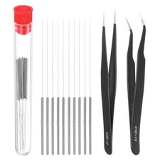 10Pcs Stainless Steel 0.2mm 3D Printer Nozzle Cleaning Needles 2Pcs Tweezers