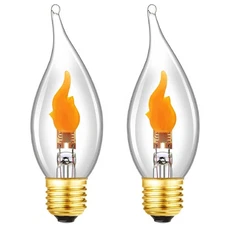E26 Flickering Flame LED Bulbs, Flicker Candelabra Flame Effect Light Bulb fo...