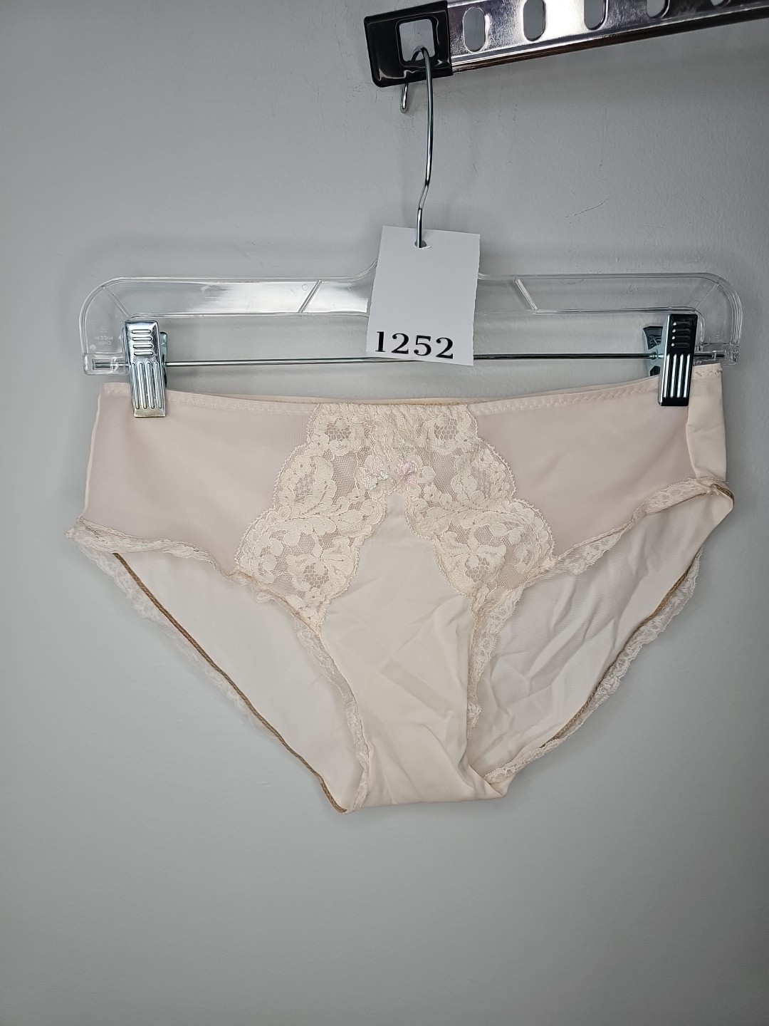 Vintage Shadowline Light Rose Panties Lace Embroidered Size Petite