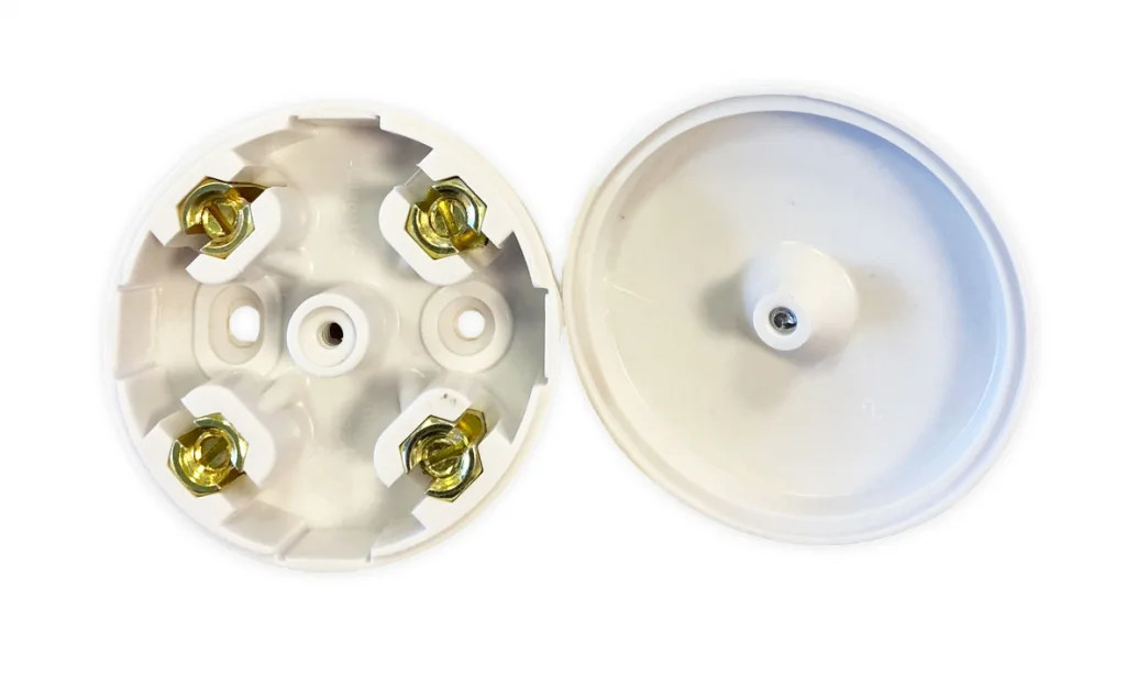 Junction Box White 20A Mini 4 Terminal Round Lyvia Electrical 4041