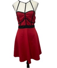 Papaya Women's Bodycon Mini Short Sleeveless Red Black Dress Size L
