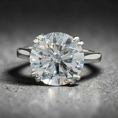 4.00 Ct E VS1 Round Lab Grown Diamond Ring 14k White Gold IGI Certified