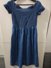 Old Navy Dress Womens L Midi Short Sleeve Smock Contrast Off Shoulder Lyocell