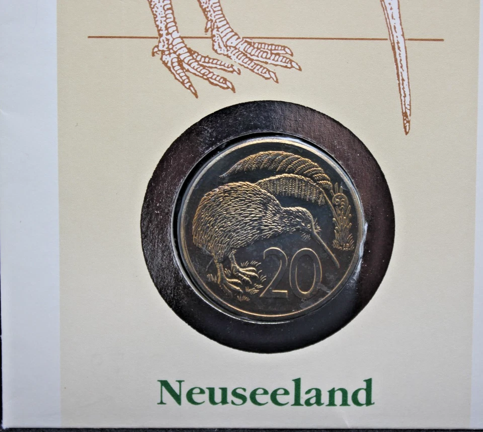 Nuova Zelanda 1989 Uccelli Busta Numismatica con Moneta Commemorativa (C.W) - Immagine 2 di 2
