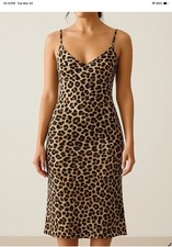 rebecca minkoff Womens L Leopard print Satin Slip Dress