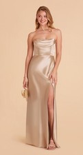 Birdy Grey Mia Shiny Satin Dress Champagne Medium 6 Prom Wedding Formal