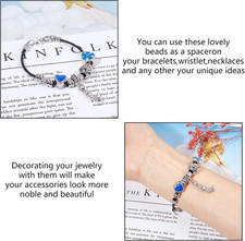 60pcs Column Spacer Beads Stainless Steel Large Hole Spacer Beads Smooth Para...