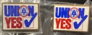 Union Yes AFL CIO Red White Blue Gold Clutch Rectangular Lapel Pin 1" (Lot of 2)