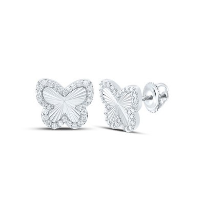 Ohrstecker 0,39 ctw natürlicher Diamant Schmetterling 10 kt Weißgold
