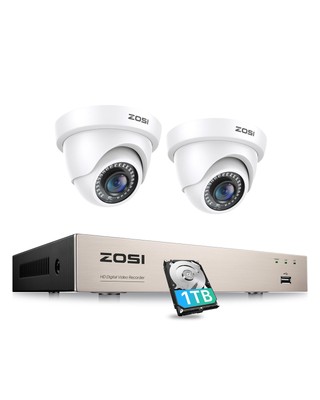 ZOSI 1080P CCTV-Kamerasysteme, 5MP Lite 8CH DVR und 1TB Festplatte, 2x 2MP Dome