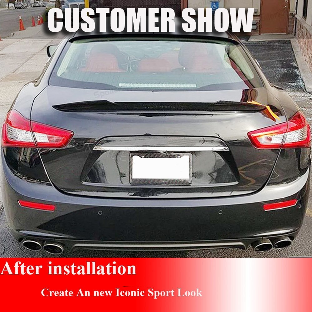 REAL CARBON Rear Trunk Lip Spoiler Wing for Maserati Ghibli S Q4 Sedan 2014-2021