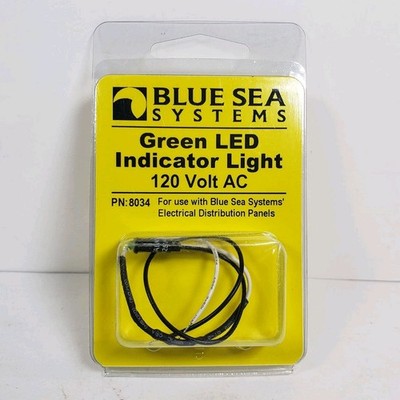 Blue Sea LED Indicator Light 120V AC Push-In Installation Green 8034 