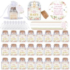 24 Sets Baby Shower Candle Favors for Guests Including 1.5oz Unscented Jar Ca...