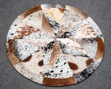 Cowhide Round Patchwork Carpet Handmade Cowhide Carpet  Home Décor Carpet 782