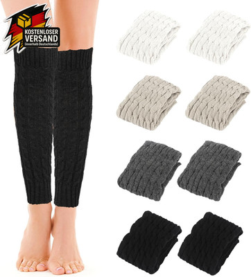 Damen Beinstulpen 4er Set längere Strick Wadenwärmer warm für Ballett Yoga Fitne